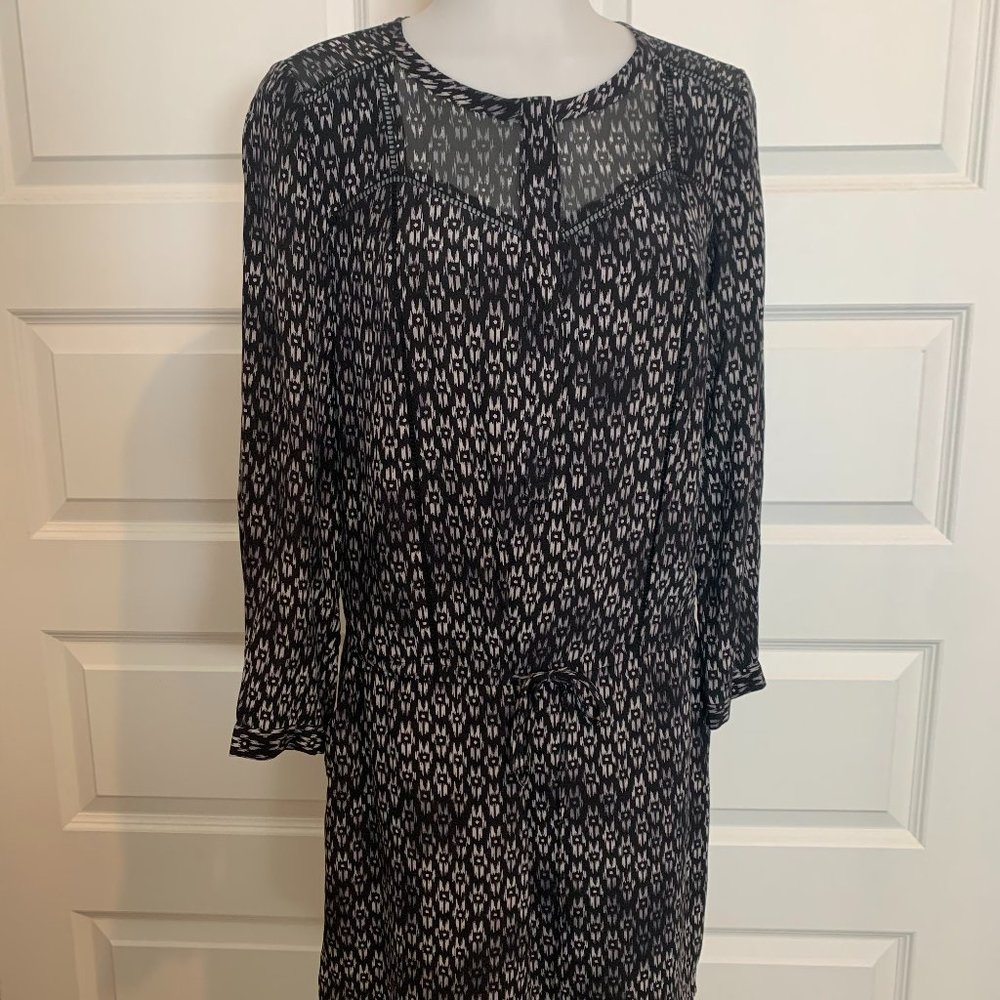 Rebecca Taylor Women's Long Sleeve Silk Box Step Dress-Black-Size 4 NWT